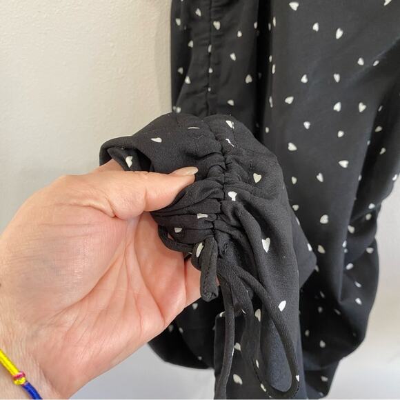 NWT Lioness String Along Mini Dress Black Heart Print Ruched Adjustable 4 - Picture 6 of 15